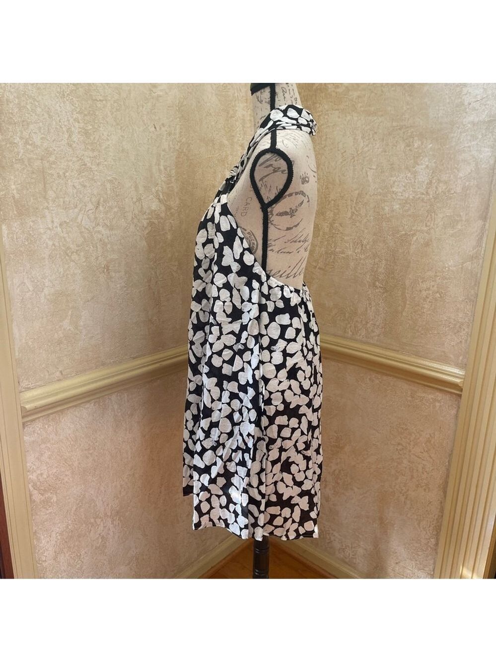 Mango Monochrome Floral Halter Mini Swing Dress Sz 10 Resortwear, Beach Club - Picture 14 of 15